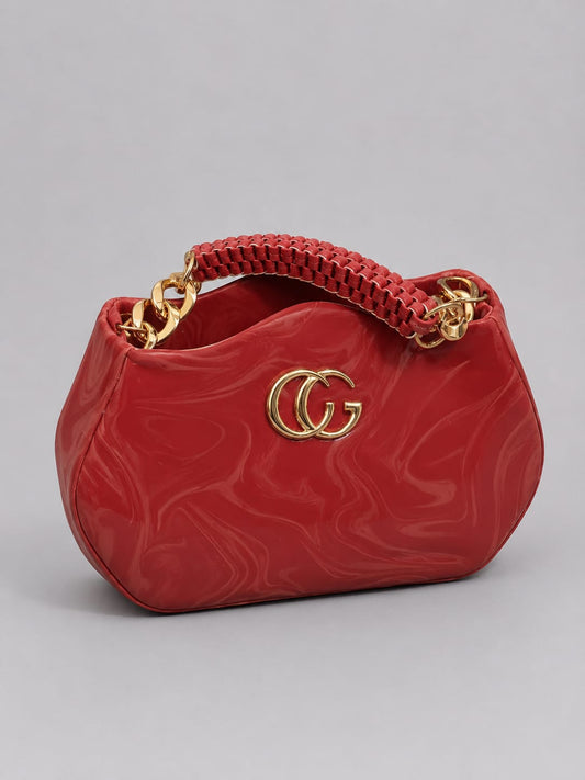 Women's Premium Red Marble Pattern Shoulder Handbag | Elegant Designer Style Party & Casual Purse