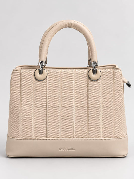 Women's Premium Beige Canvas Tote Handbag | Elegant Top Handle Shoulder Bag for Office & Daily Use