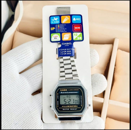 Classic Digital Retro Watch for Men & Women – Stainless Steel Bracelet, LED Backlight & Water Resistant