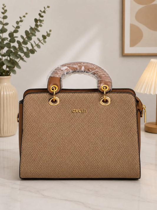 Women's Premium Textured Tote Handbag | Elegant Brown Top Handle Shoulder Bag for Office & Daily Use